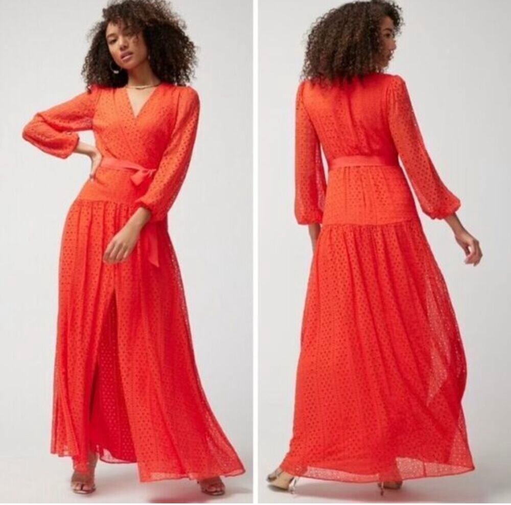 NWT White House Black Market Long-Sleeve Eyelet Lace Maxi Dress Size 8 Romantic